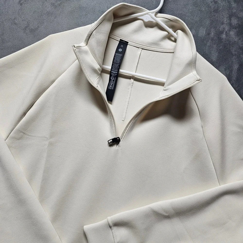 Lululemon Smooth Spacer Quarter Zip Men's XXL Light Ivory Pullover‎ LM3FWQS NEW